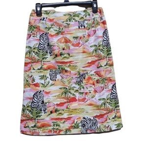 Vtg 80's Harve Benard Skirt Whimsical Novelty Safari Zebra Scene Pink Sz 6